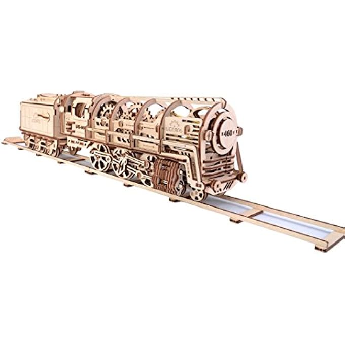 MADE IN EUROPE, 3D WOODEN PUZZLE STEAM TRAIN LOCOMOTIVE WITH TENDER EDUCATIONAL STEM LEARNING DIY WOODCRAFT CONSTRUCTION TOY FOR ADULTS & KIDS, PERFECT FOR GIFTING, NO GLUE NEEDED, UGR-70012 - Image 1